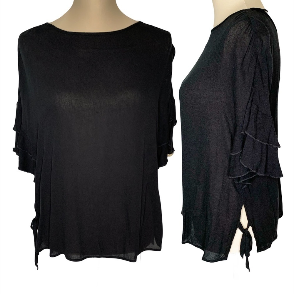 Express Black Ruffle Women Top Sz XS